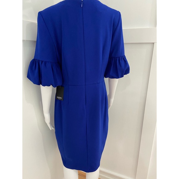 Marina Crepe Bubble Sleeve Blue Dress New in Plastic* Size 10 WD41 - Picture 8 of 14